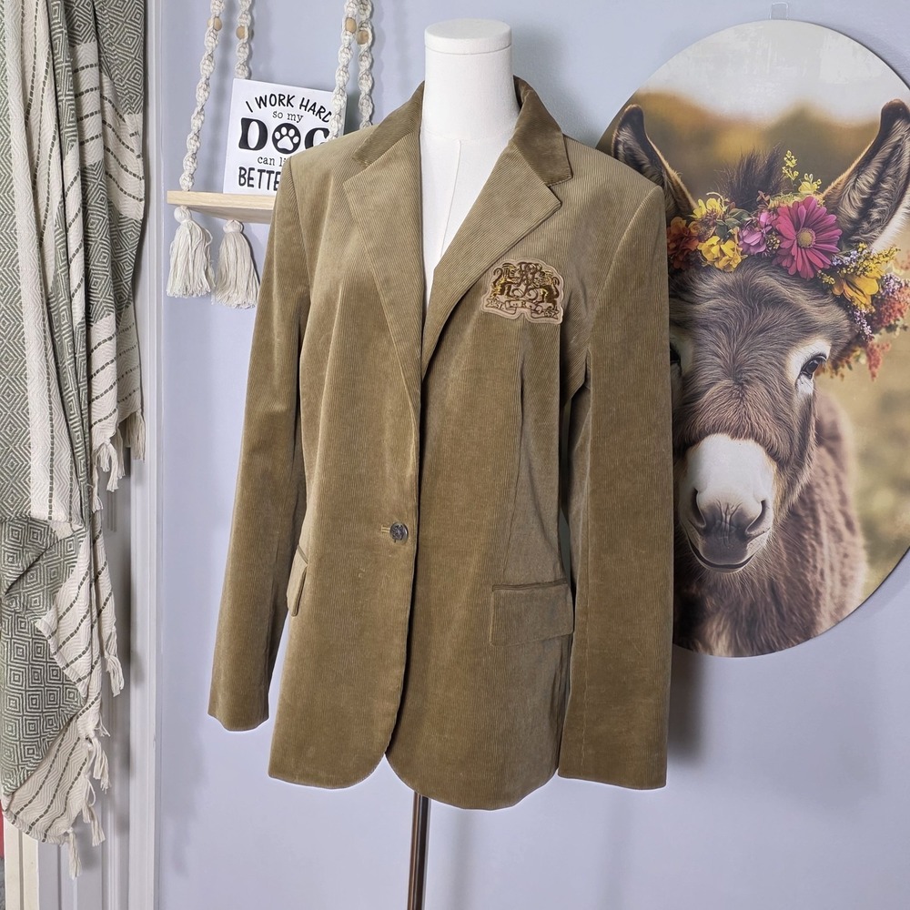 Ralph Lauren Black Label Bullion Corduroy Blazer Womens 12 Brown Crested